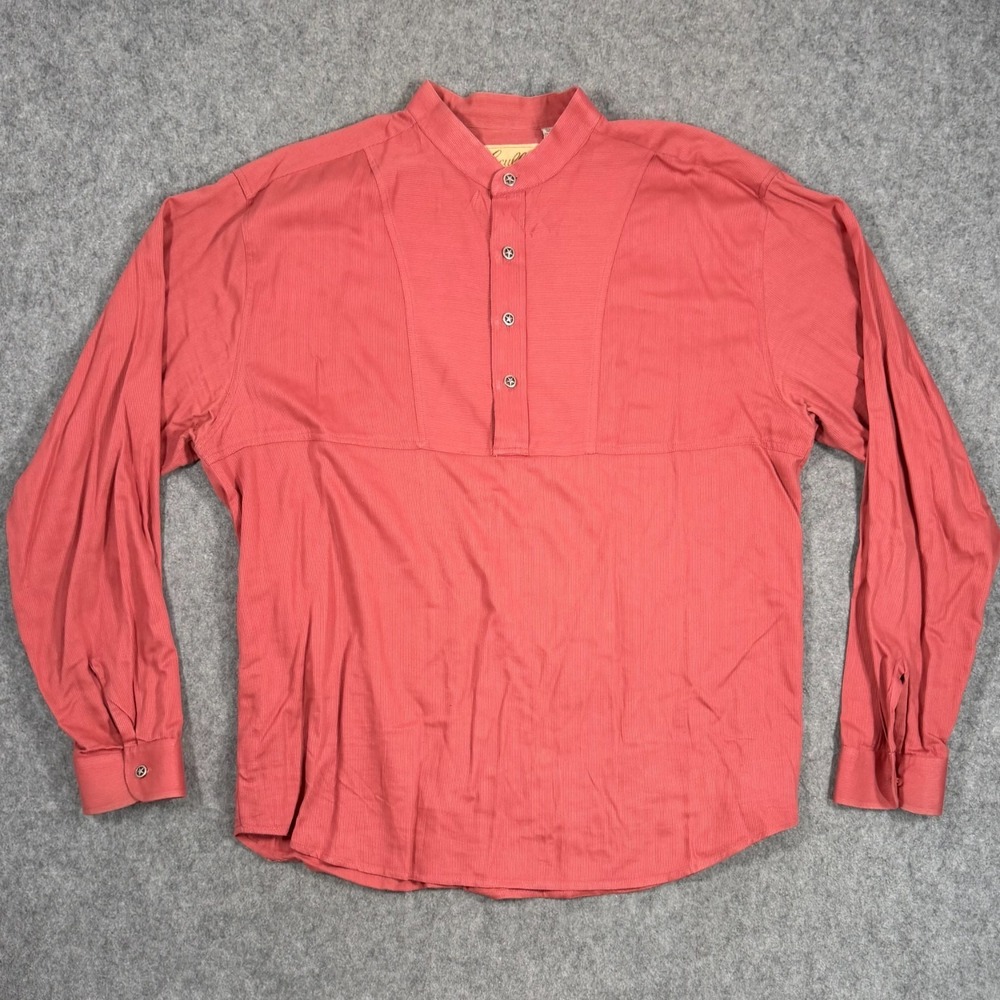 Scully Salmon Striped Long Sleeve Quarter Button Henley Shirt Women's Size Large